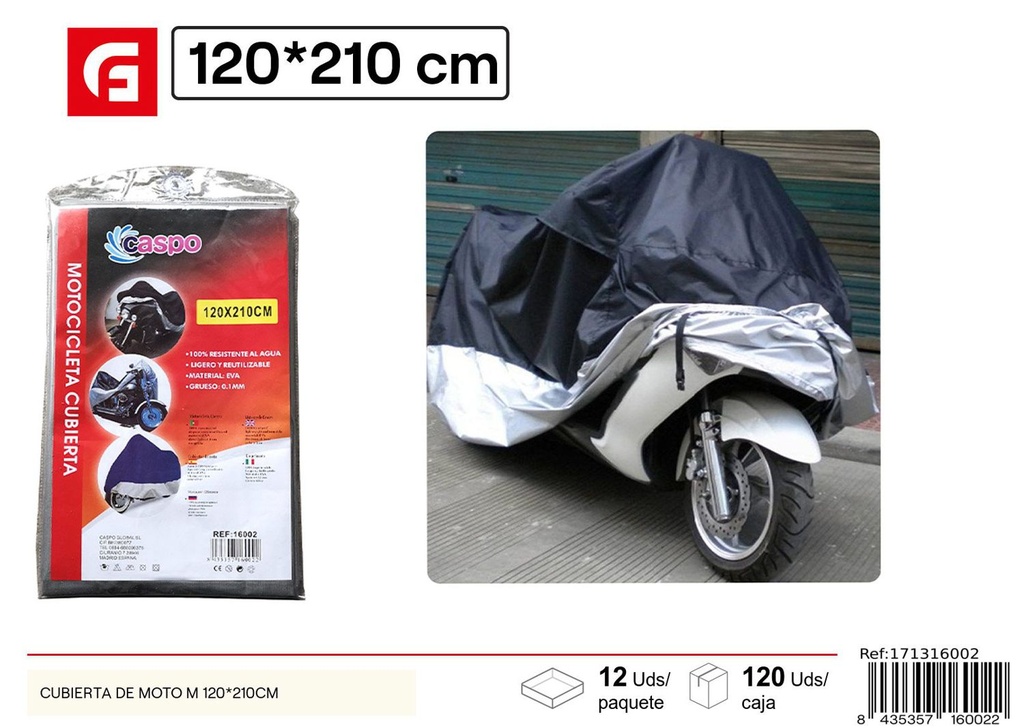 Funda para motocicleta M 120x210cm para protección