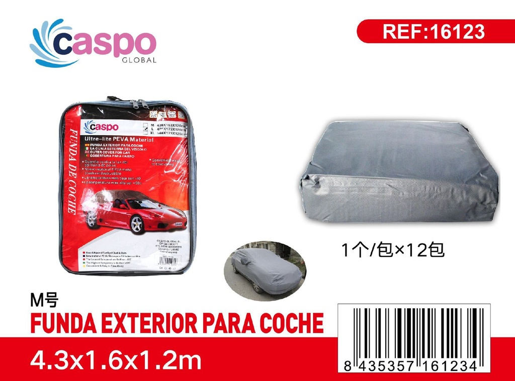 Funda de coche tamaño M para protección solar y lluvia