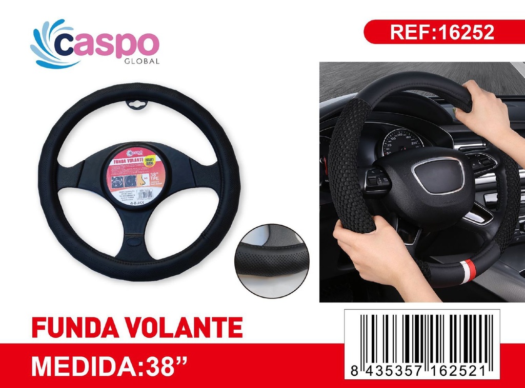 Funda volante PU negra con agujeros para coche