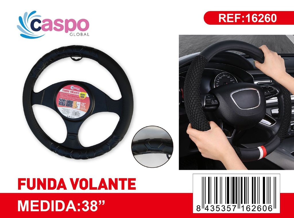 Funda de volante negra con patrón de fútbol +PU para coches