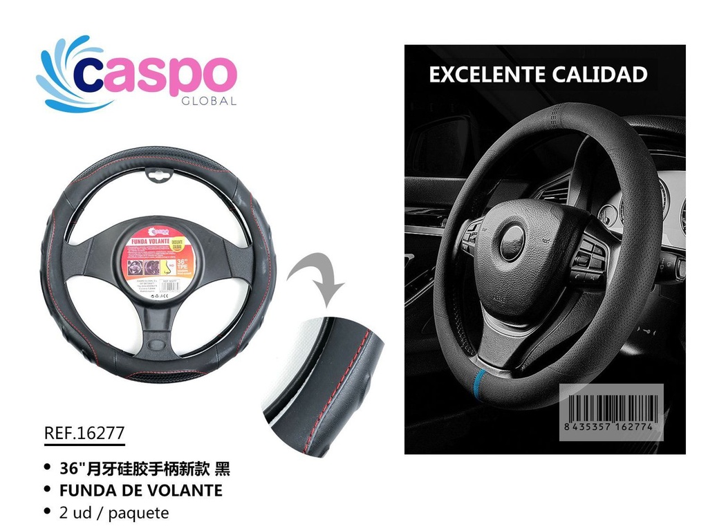 Funda de volante silicona negra para coche