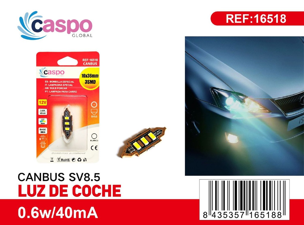 Luz para coche CB1036-5730 Canbus SV8.5 para interiores