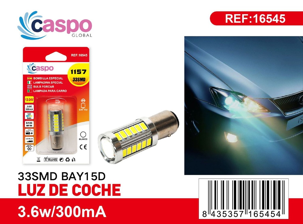 Luz de coche 1157-5730-33SMD BAY15D