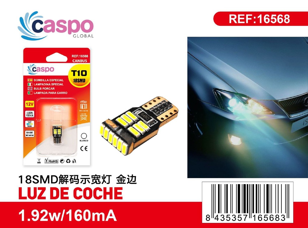 Luz de coche T10-4014-18SMD para señalización y decoración