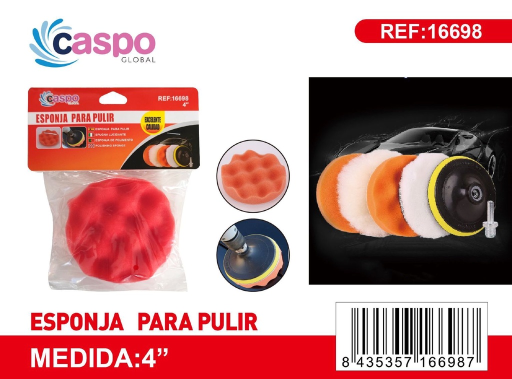 Esponja para pulir 4 pulgadas roja para limpieza de automóviles