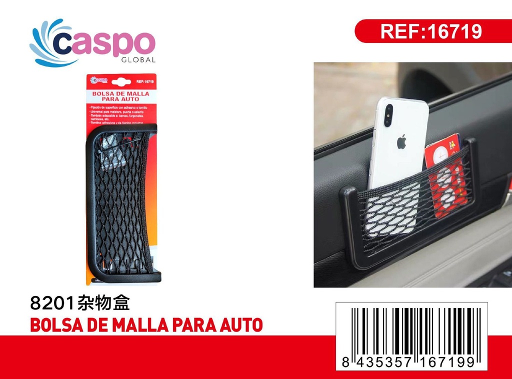 Bolsa de malla para auto para organizar y almacenar