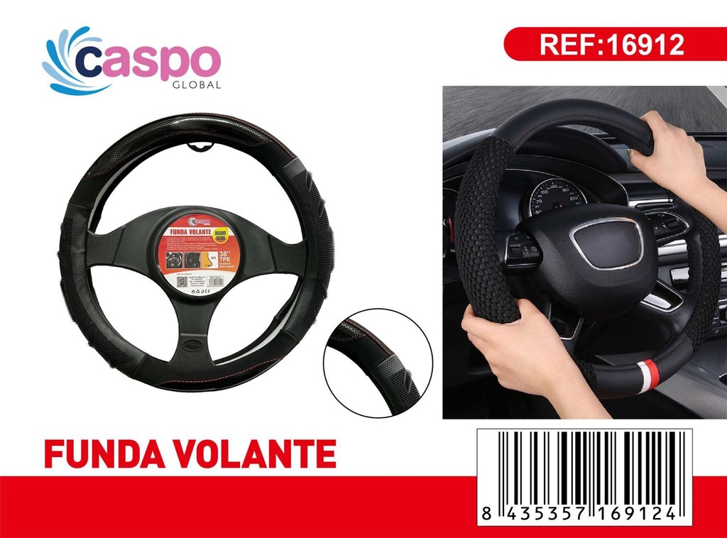 Funda de volante 38'' PU+3D con diseño de fibra de carbono