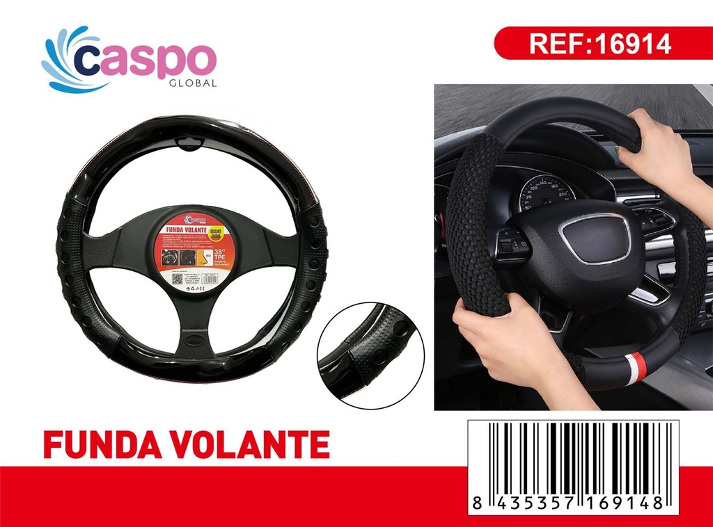 Funda de volante 38" PVC antideslizante negra