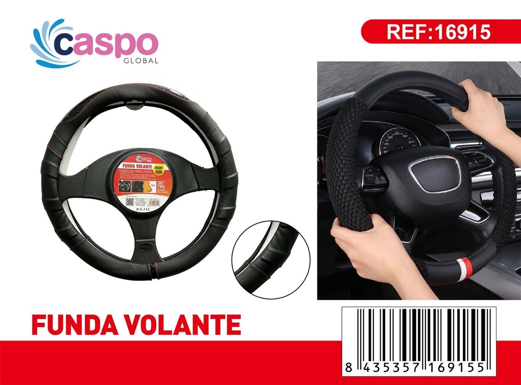 Funda volante silicona negra con masajeador 38PU para coche