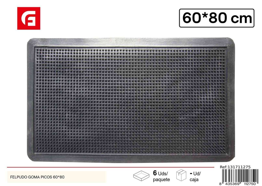 Felpudo de goma negro 60 cm x 80 cm - Accesorios para el hogar y doormats
