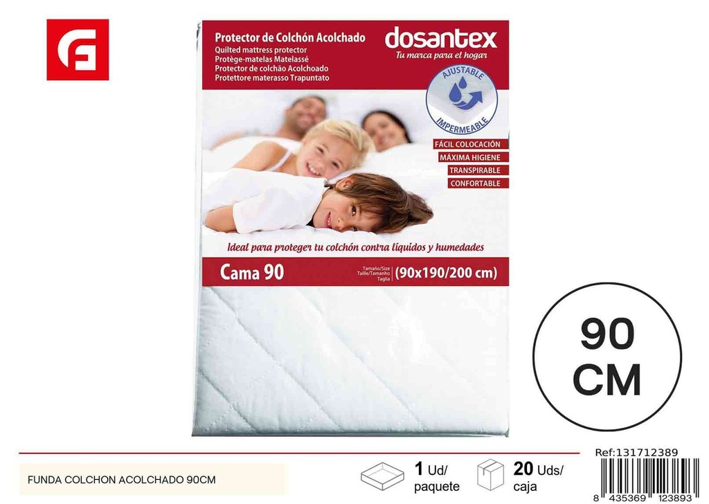 Protector acolchado impermeable para colchón cama 90cm para hogar