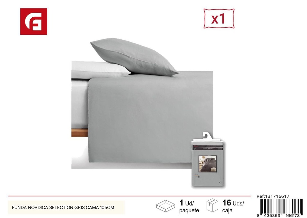 Funda nórdica Selection gris cama 105cm ropa de cama