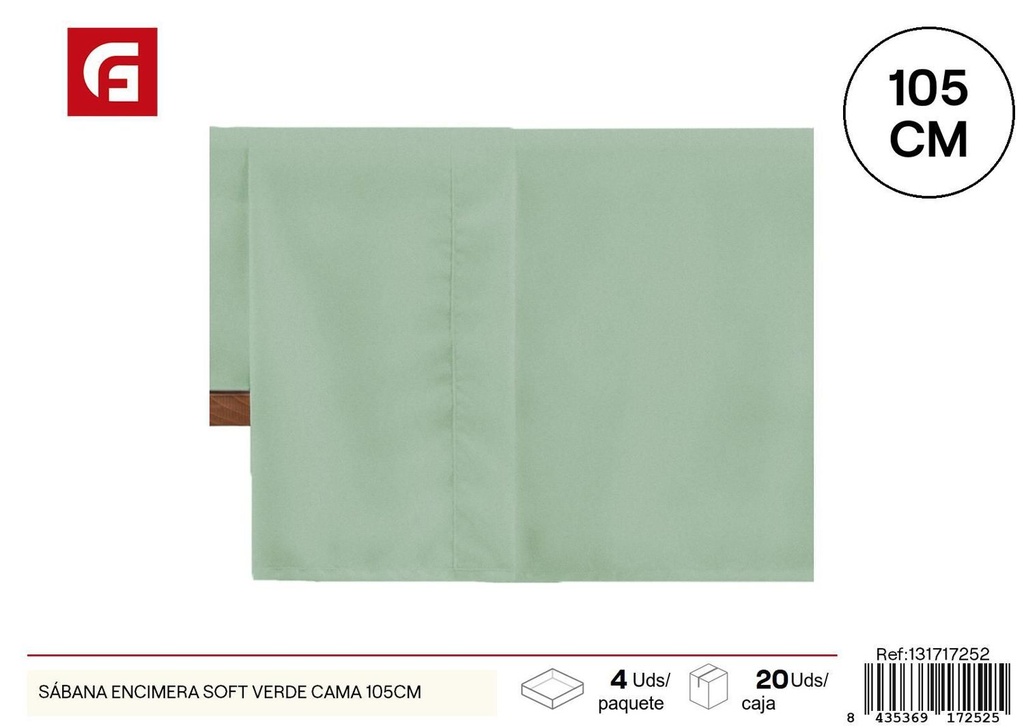 Sábana encimera verde suave cama 105cm para ropa de cama