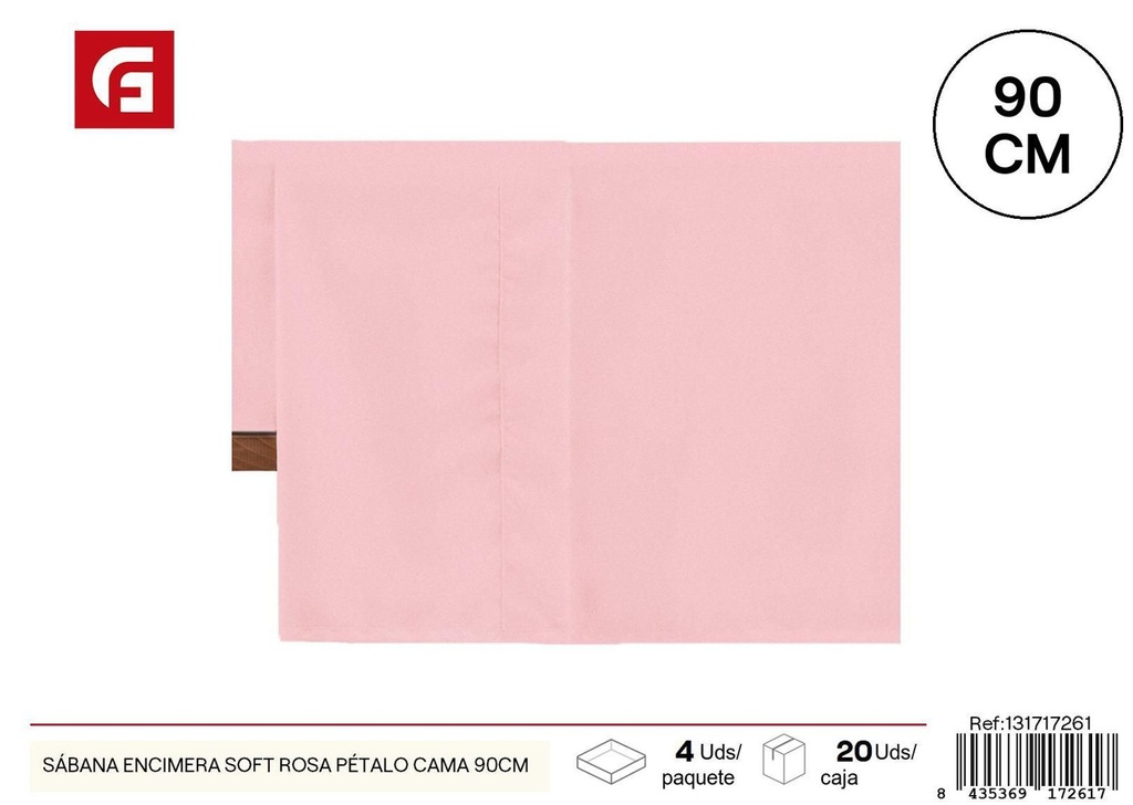 Sábana encimera Soft rosa pétalo para cama de 90cm