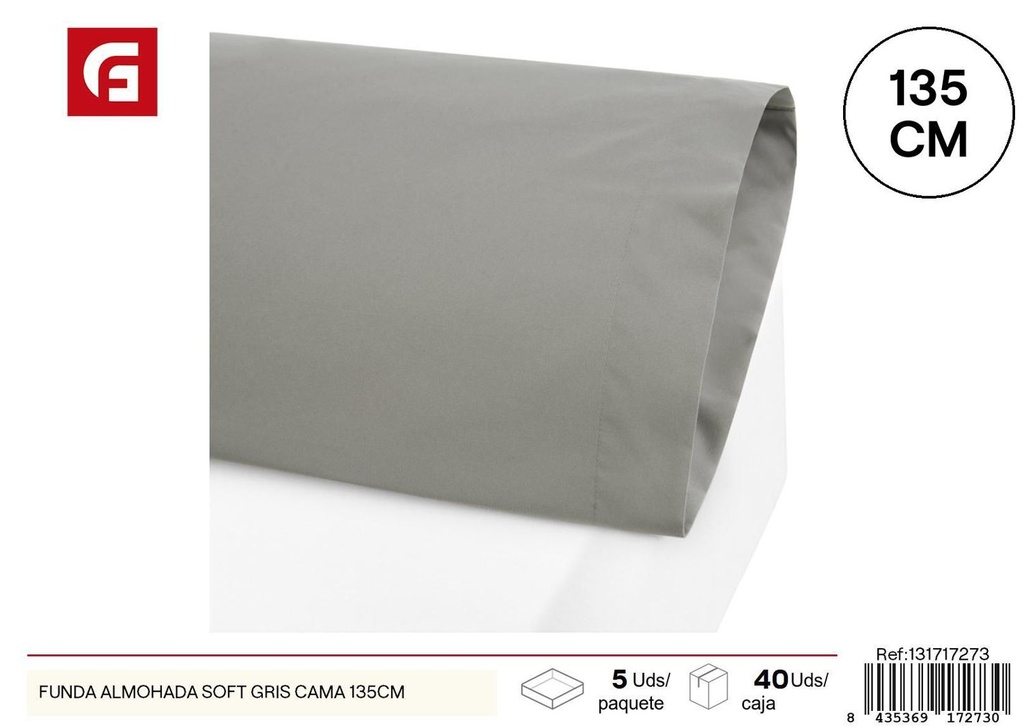 Funda de almohada gris cama 135cm para textil hogar