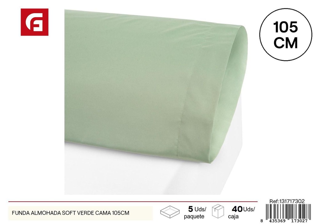 Funda de almohada soft verde cama 105cm