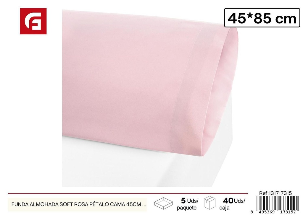 Funda almohada soft rosa pétalo 45x85cm para cama