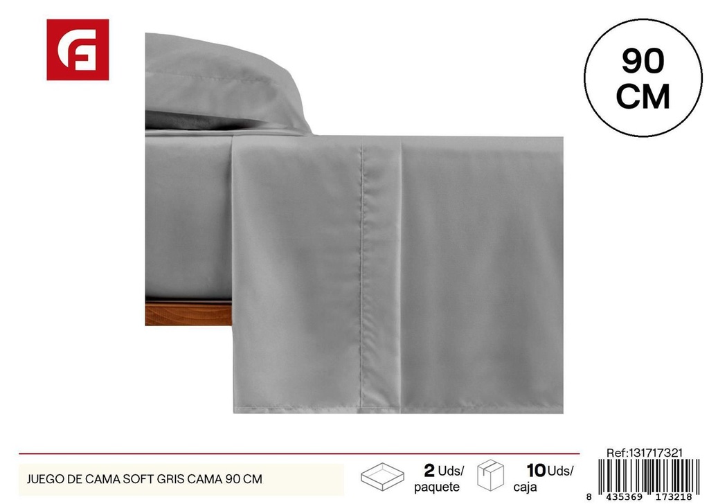 Juego de cama gris para cama 90cm