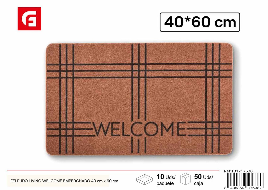 Felpudo living welcome emperchado 40x60cm para entrada