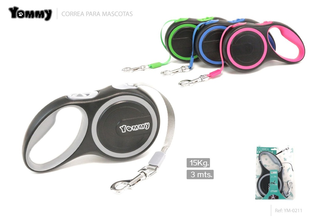 Correa extensible 3m para mascotas