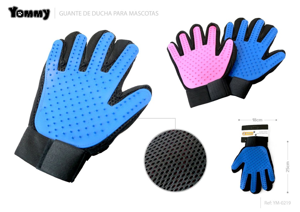 Guantes para baño de mascotas 25x18cm para higiene de perros y gatos