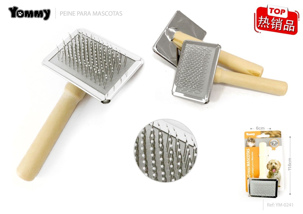 Peine de madera pequeño con espejo para mascotas 6*4.2*11.6cm - Productos para mascotas