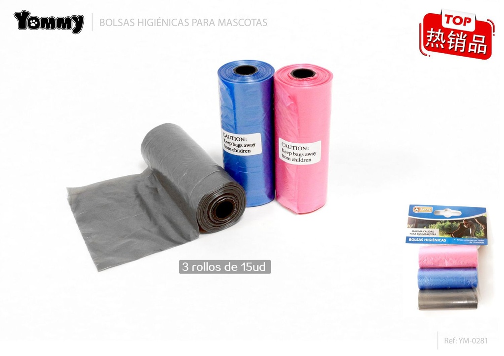 Bolsa de excrementos para mascotas color sólido 3 x 15 - Accesorios para mascotas