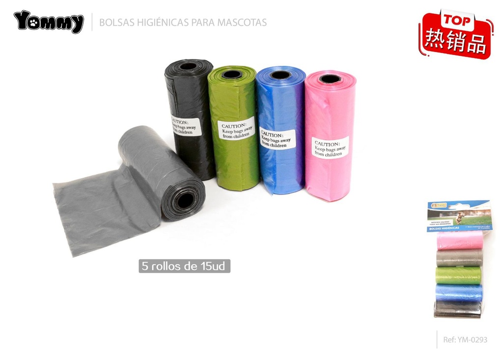 Bolsa de excrementos colores 5*15 cm - Artículos para mascotas