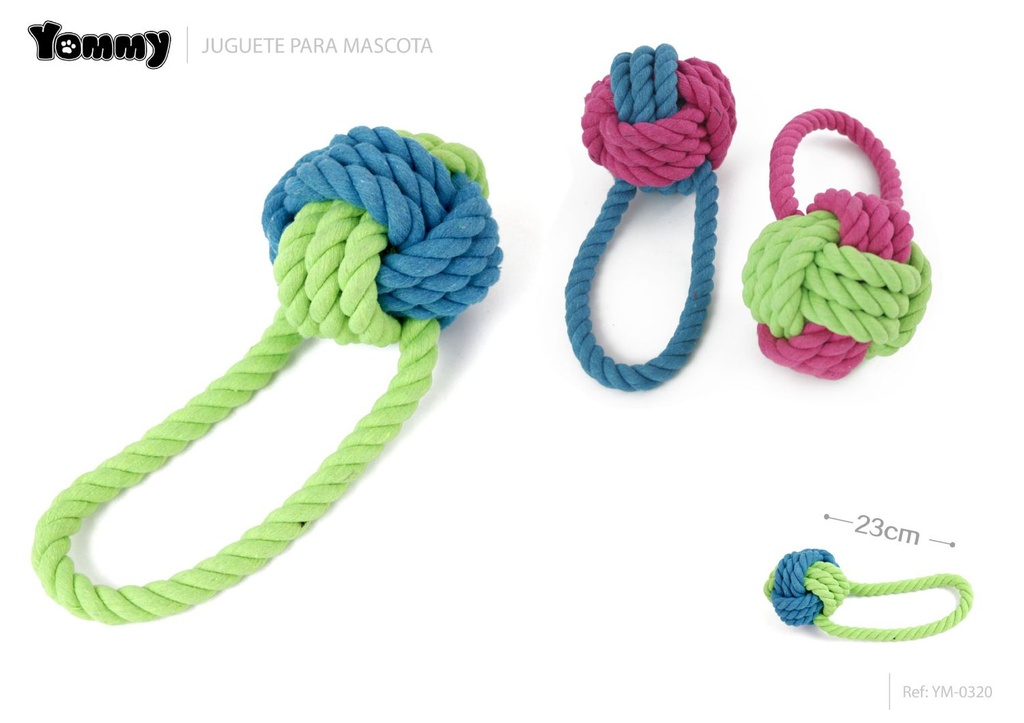 Juguete bola nudo 23 cm - Juguete de cuerda para mascotas