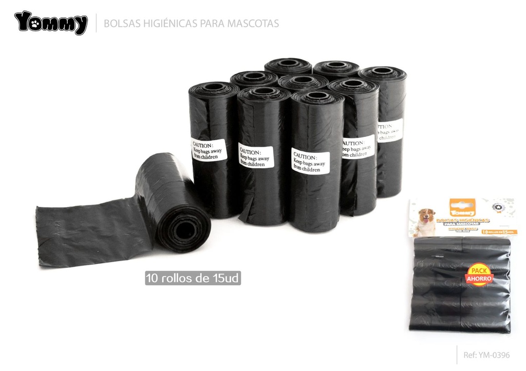 Bolsa de excrementos negras 10x15cm - Accesorios para mascotas