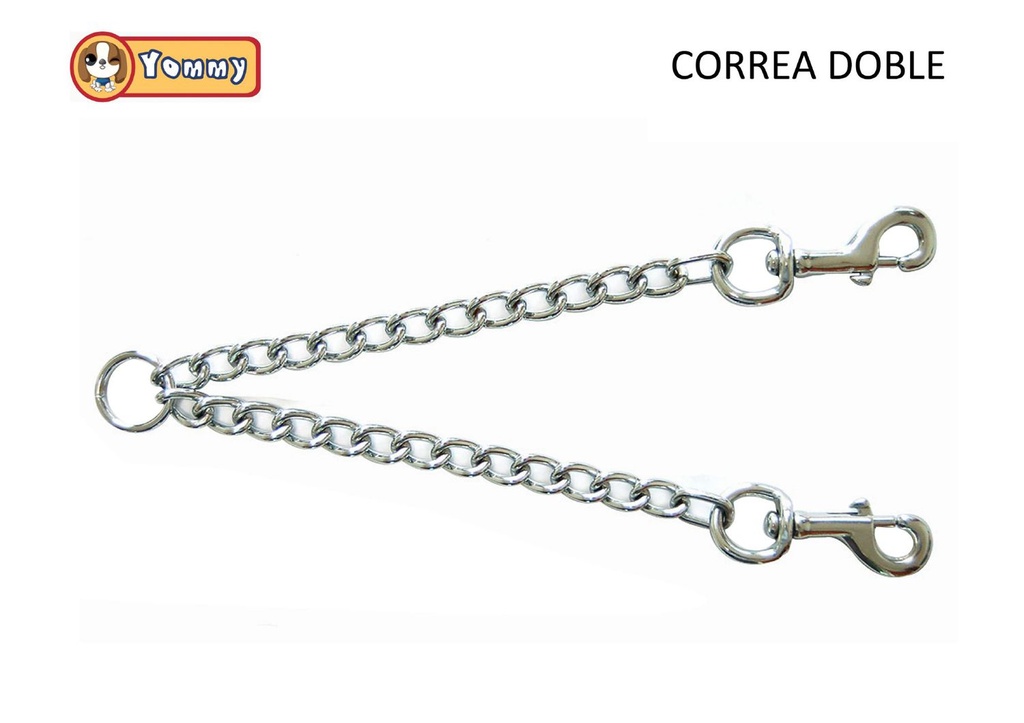 Correa doble de acero cromado 2.5mm x 40cm para mascotas