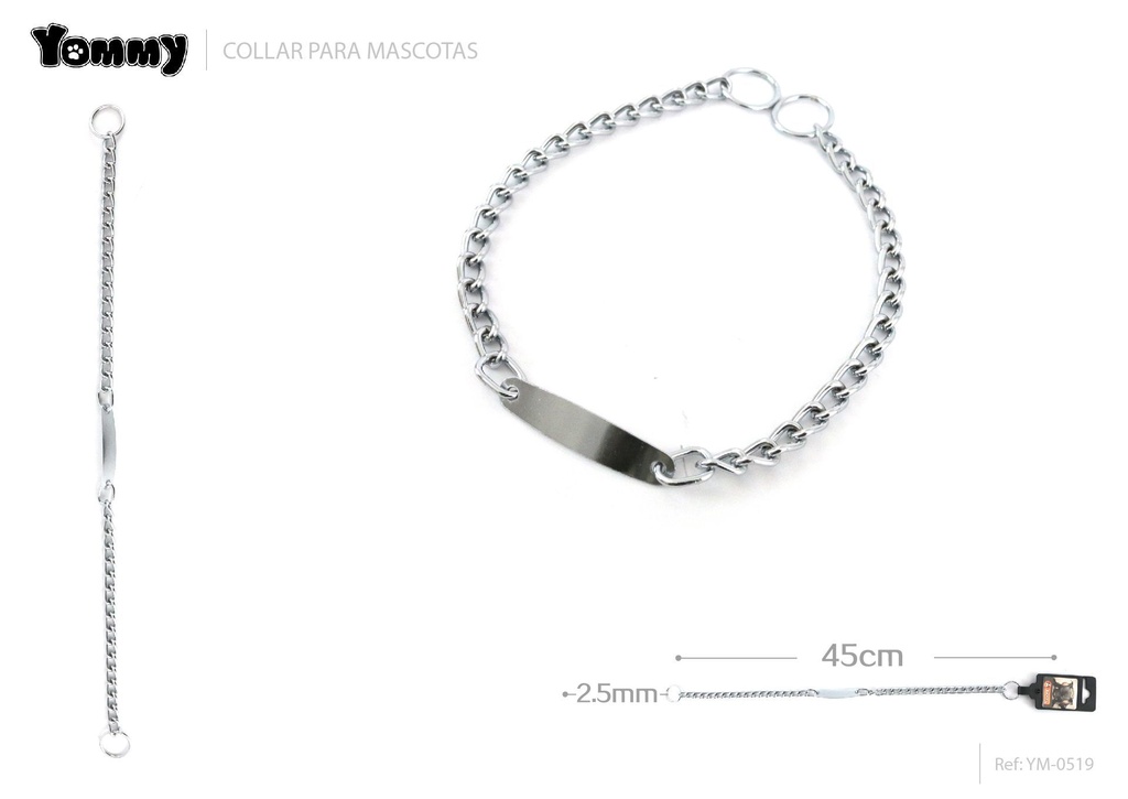 Collar cadena para mascotas de 2.5mm x 45cm - Accesorios para mascotas