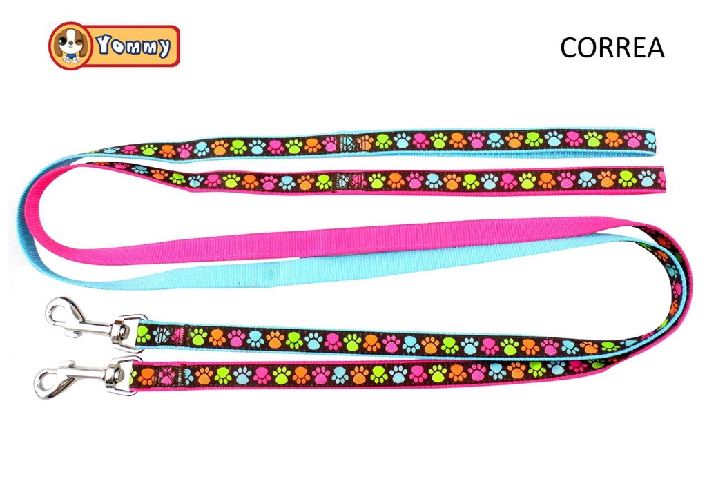 Correa de nylon con huellas 1.5x30-45cm mascotas