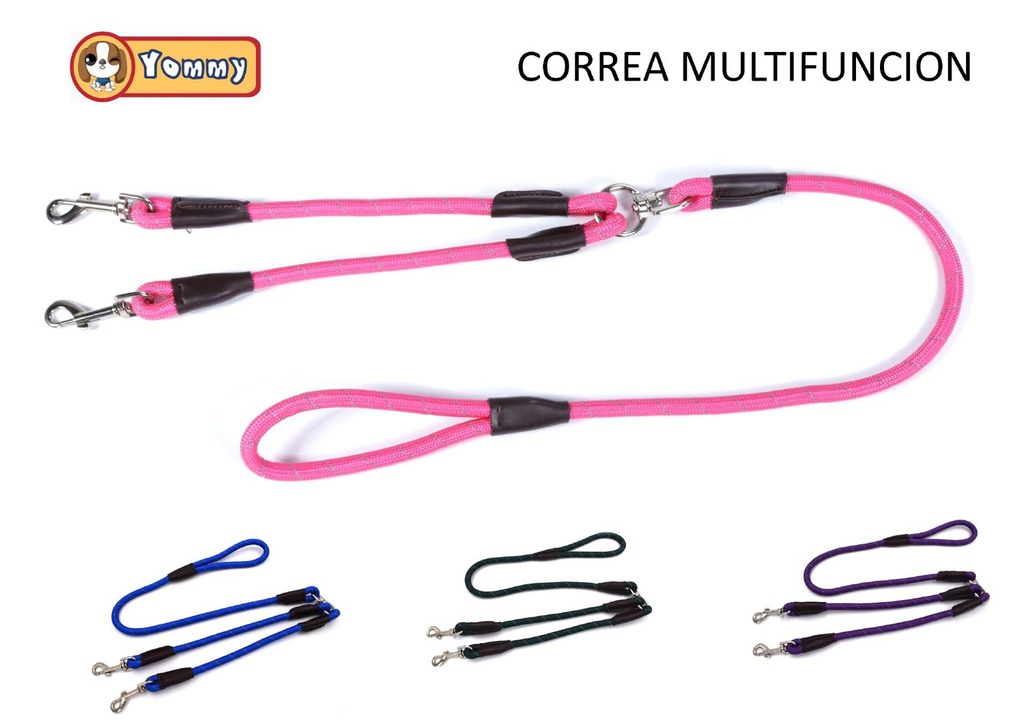 CORREA DOBLE REFLECTANTE para perros 1.2x120 cm - Accesorios para mascotas