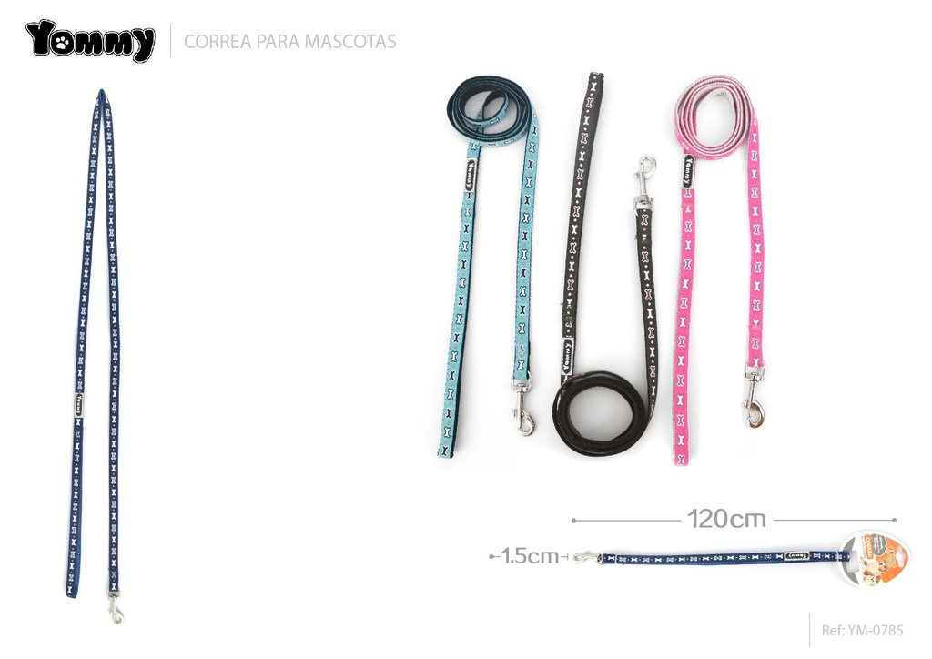 Correa para perro con hueso 1.5*120cm para mascotas