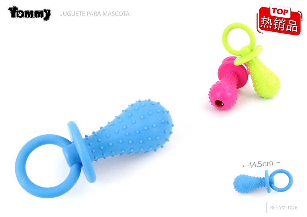 Juguete TPR Chupete duro 14.5cm para mascotas
