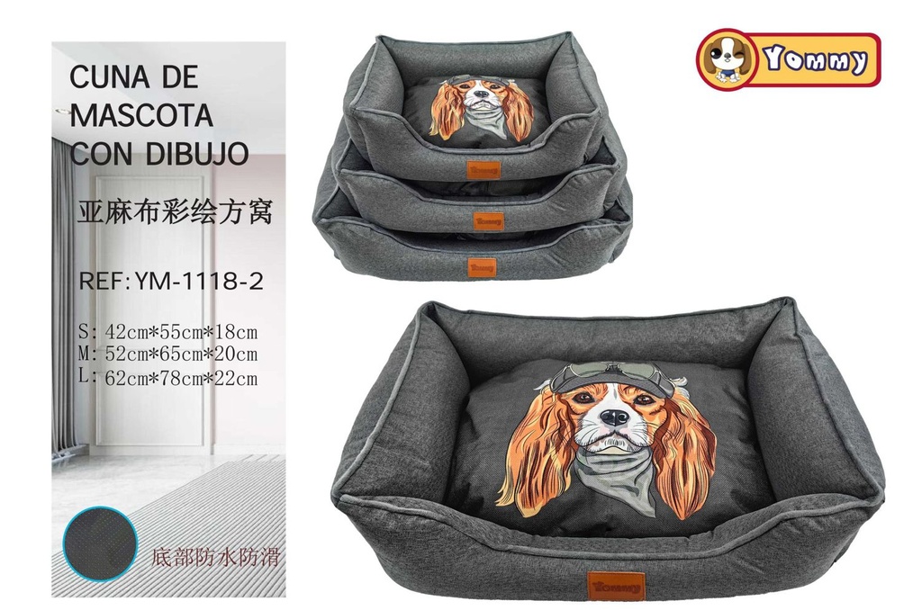 Cuna de perro de tela de yute 3 piezas color crema - Cama para mascotas 