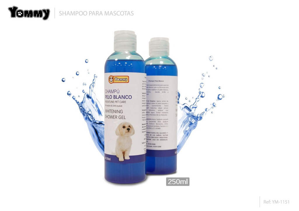 Champú pelo blanco 250ml para mascotas