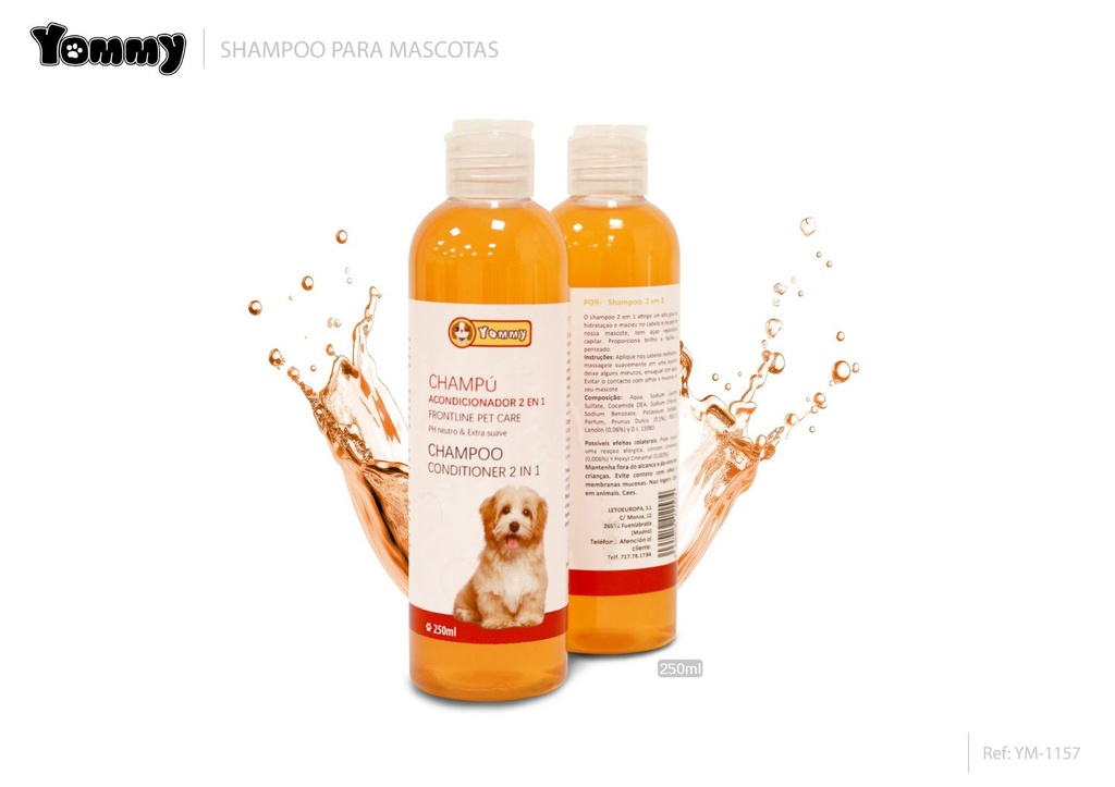 Champú 2 en 1 250ml para perros y gatos