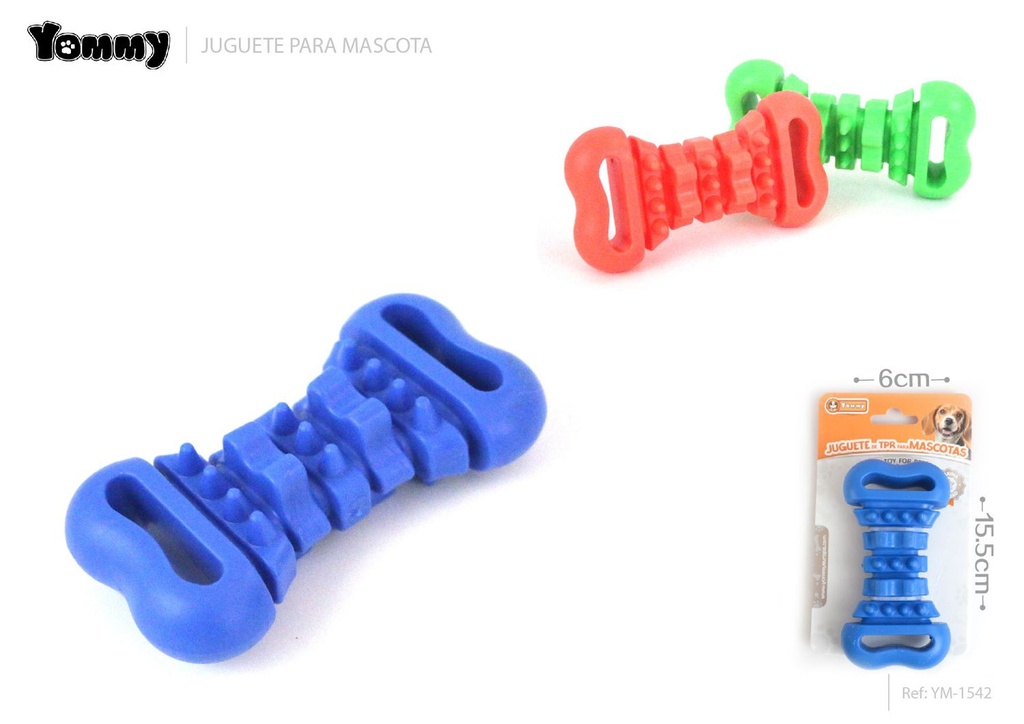Juguete de goma en forma de hueso 11.5x6x3.1cm para mascotas