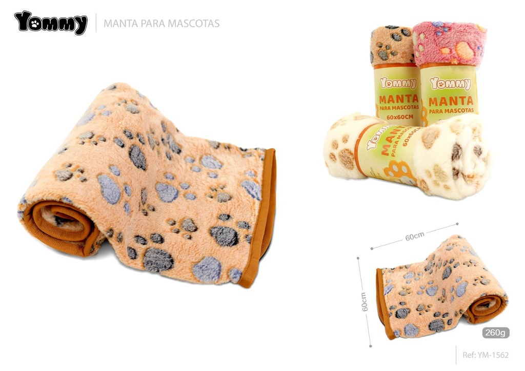 Manta para mascotas de franela estampada 60x60 cm - Accesorios para mascotas