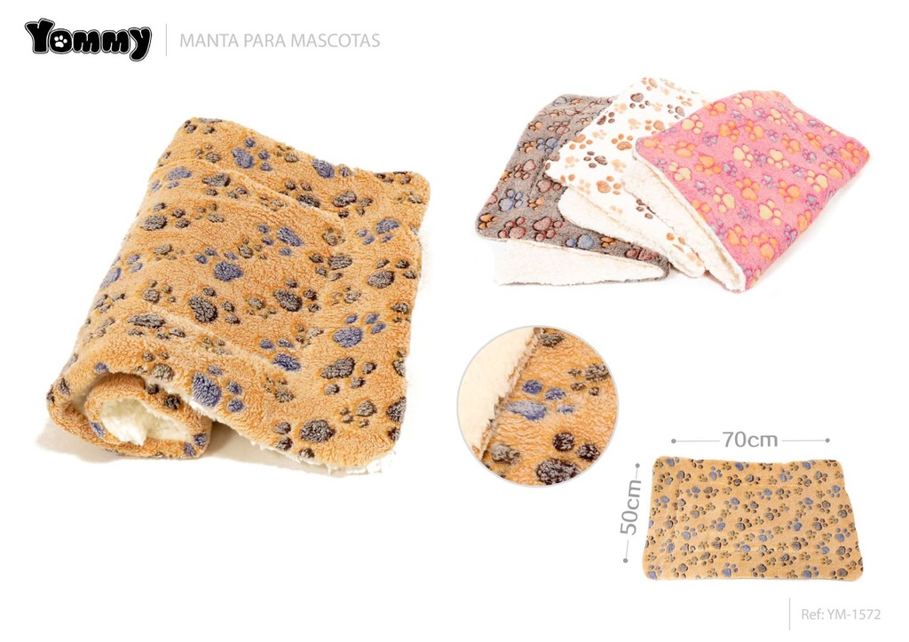 Manta para mascotas con huellas 50x70cm para confort de mascotas