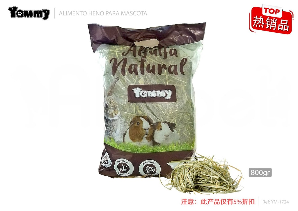 Alimentos heno alfalfa 800g - Comida para pequeños animales