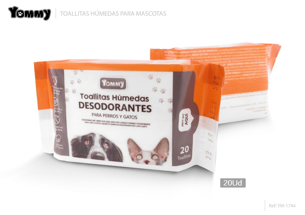 Toallitas húmedas para mascotas 20 uds