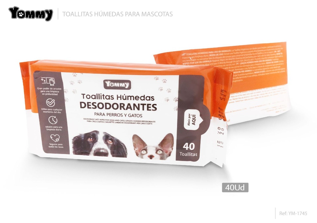 Toallitas húmedas para mascotas 40 uds para limpieza