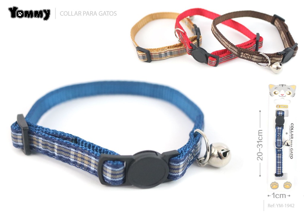 Collar ajustable para gato 1.0 x (20-31)cm con diseño de gatitos