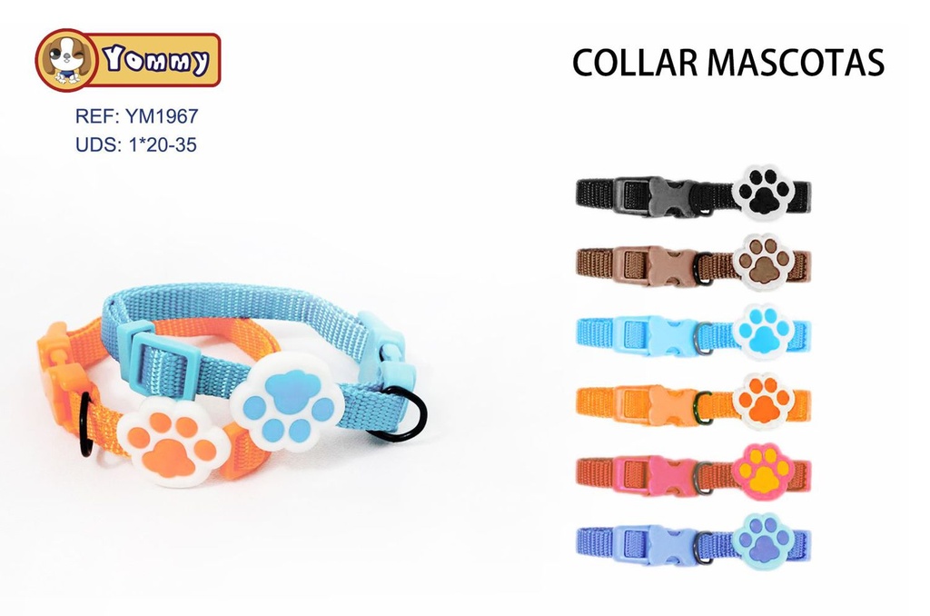 Collar para mascotas con huella 1.0cm*20-35cm