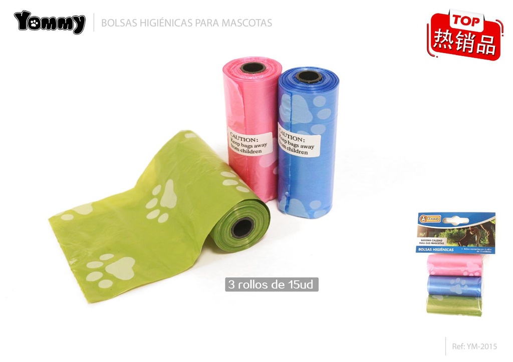 Bolsa de excrementos color sólido 3x15 - Accesorios para mascotas