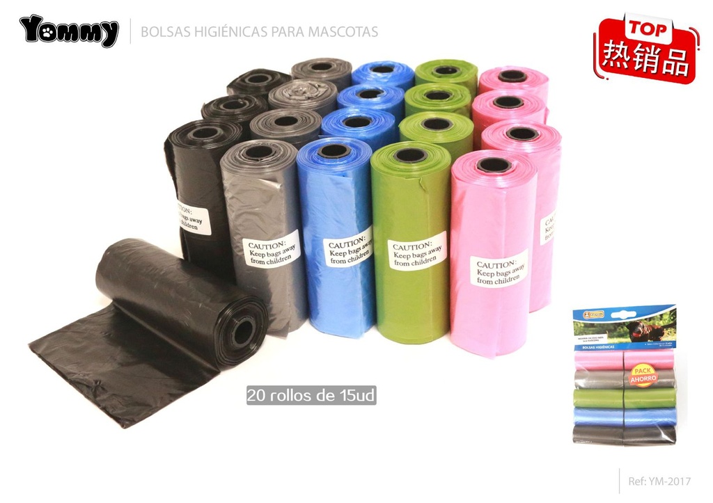 Bolsas de excrementos de color liso 20x15 cm - Accesorios para mascotas