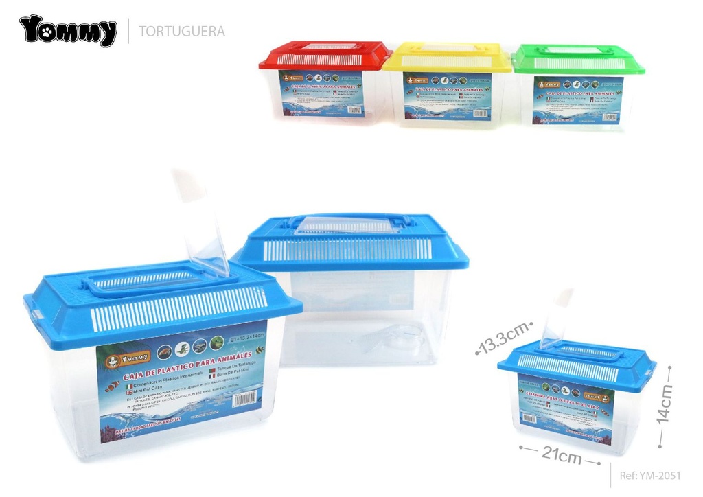 Tortuguera portátil con tapa 21*13.3*14cm - Acuario para reptiles